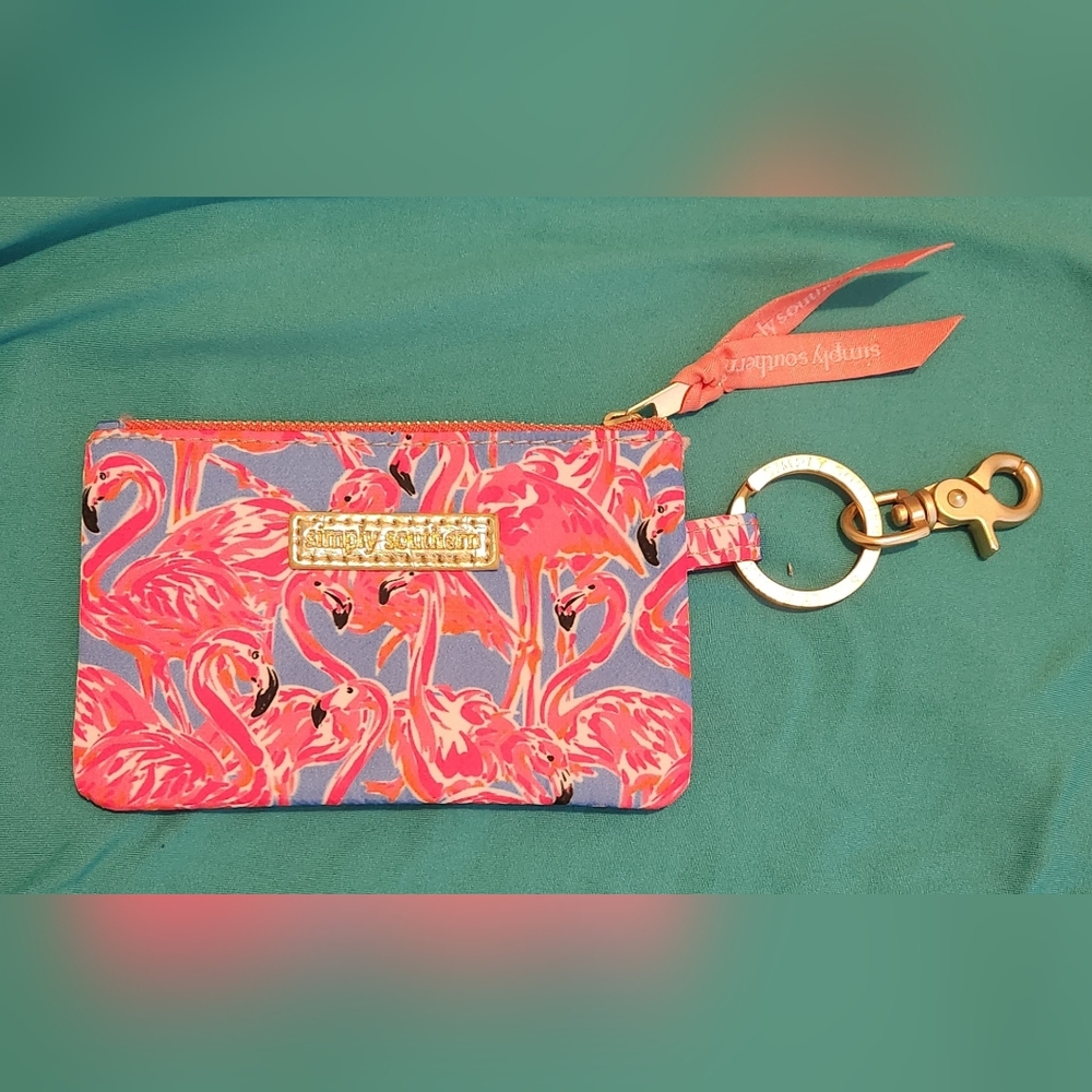 Simply Southern Key Chain Wallet with Flamingos